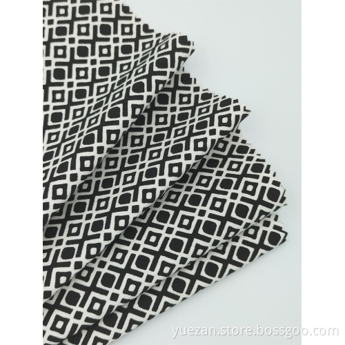 Grosgrain Cloth Faille Breathable Black White Printed Fabric